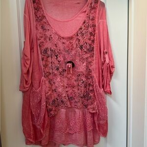 Elegant Pink Lace Women's Tunic Dress